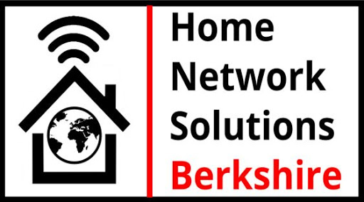 Stride Communications official networking equipment including UniFi Talk phone, 5G roaming SIM cards, and fibre optic cabling, featuring the Home Network Solutions Berkshire logo.