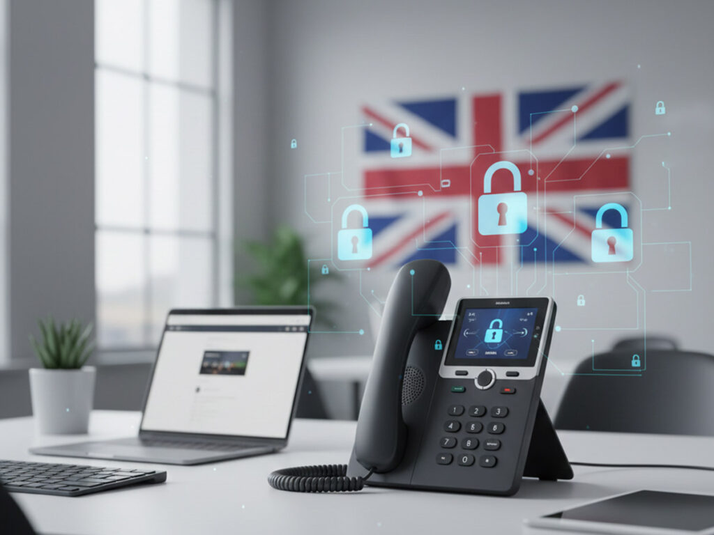 Secure VoIP phone system with UK compliance encryption for business communications