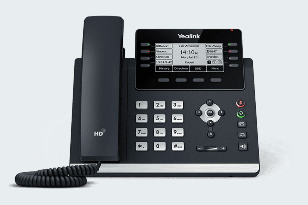 Yealink SIP-T31P 2-line VoIP phone with backlit screen for micro-business reception desks.